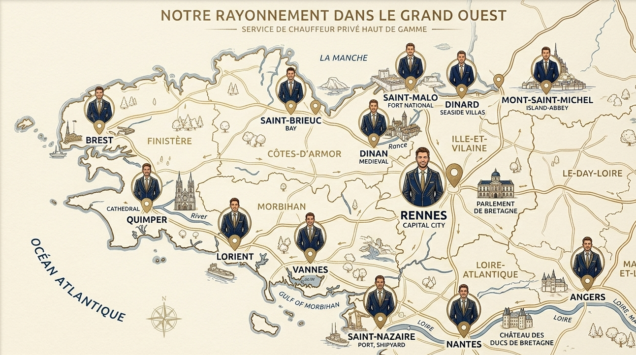 Chauffeur privé Dinard van Mercedes 7 places