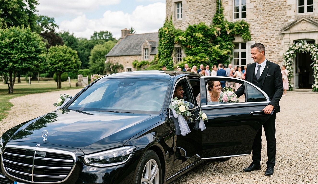chauffeur privé mariage Rennes couple van premium